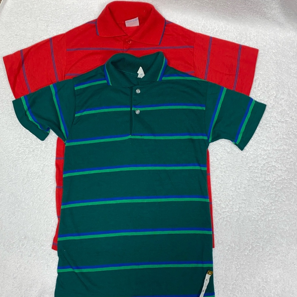 Vintage Royal Knight striped short sleeve polos made in USA size 10